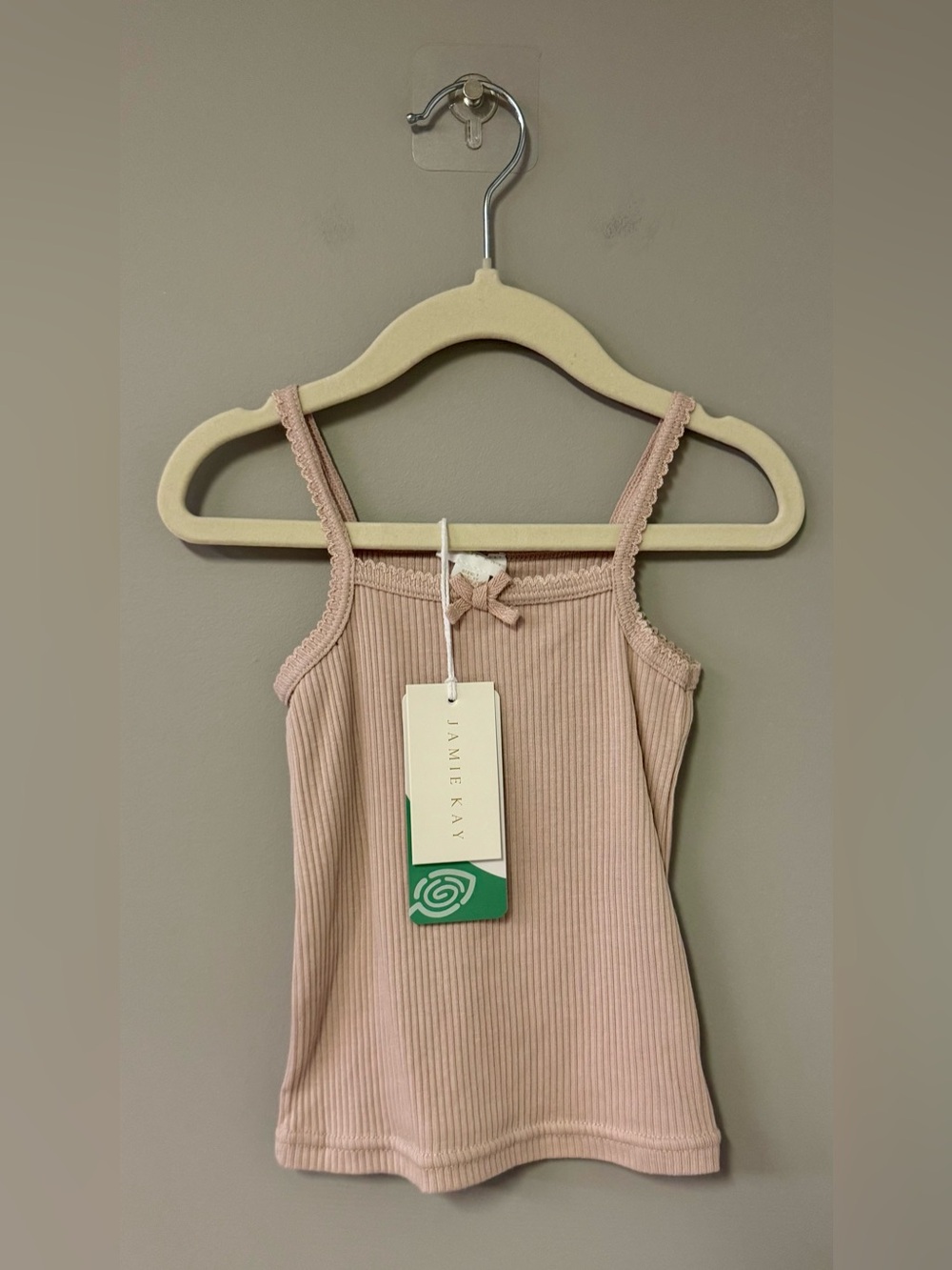 Jamie Kay Ribbed Lace-Trim Cami Tank in Blush Pink